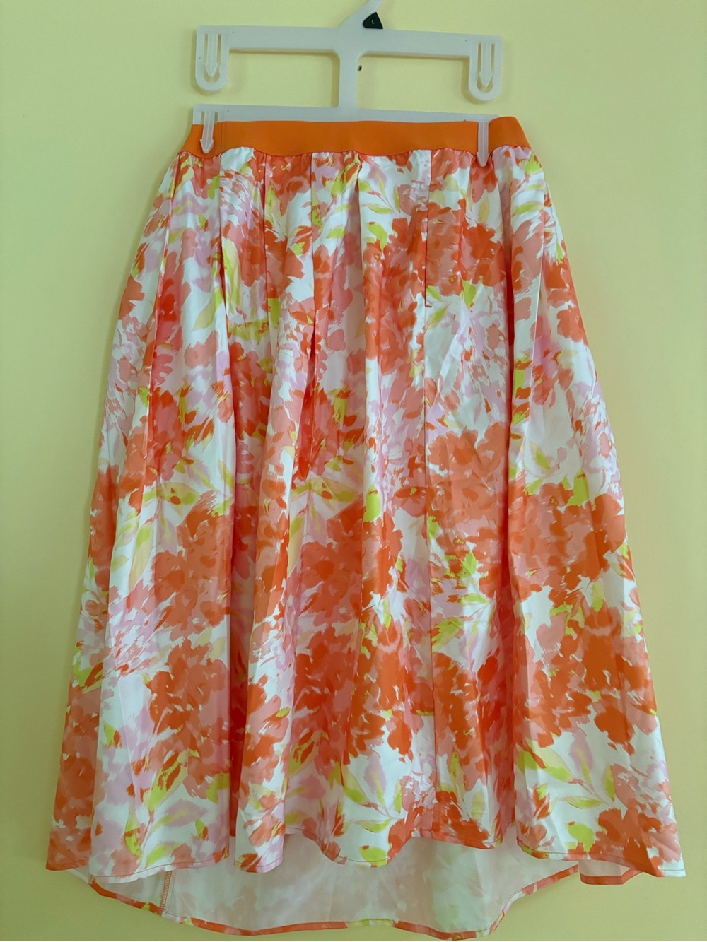 Floral Orange Full Midi Skirt